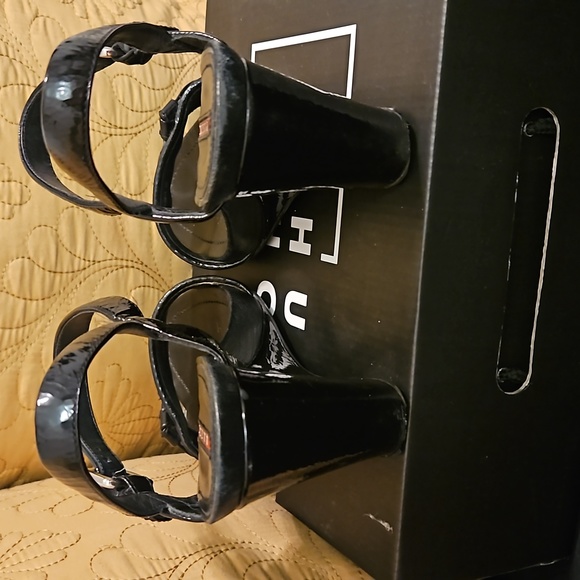 Prada Patten Leather Slingback Wedge Sandals - Picture 5 of 12